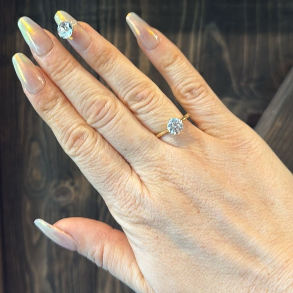 14K Gold Plated Elegant Gold Solitaire Ring